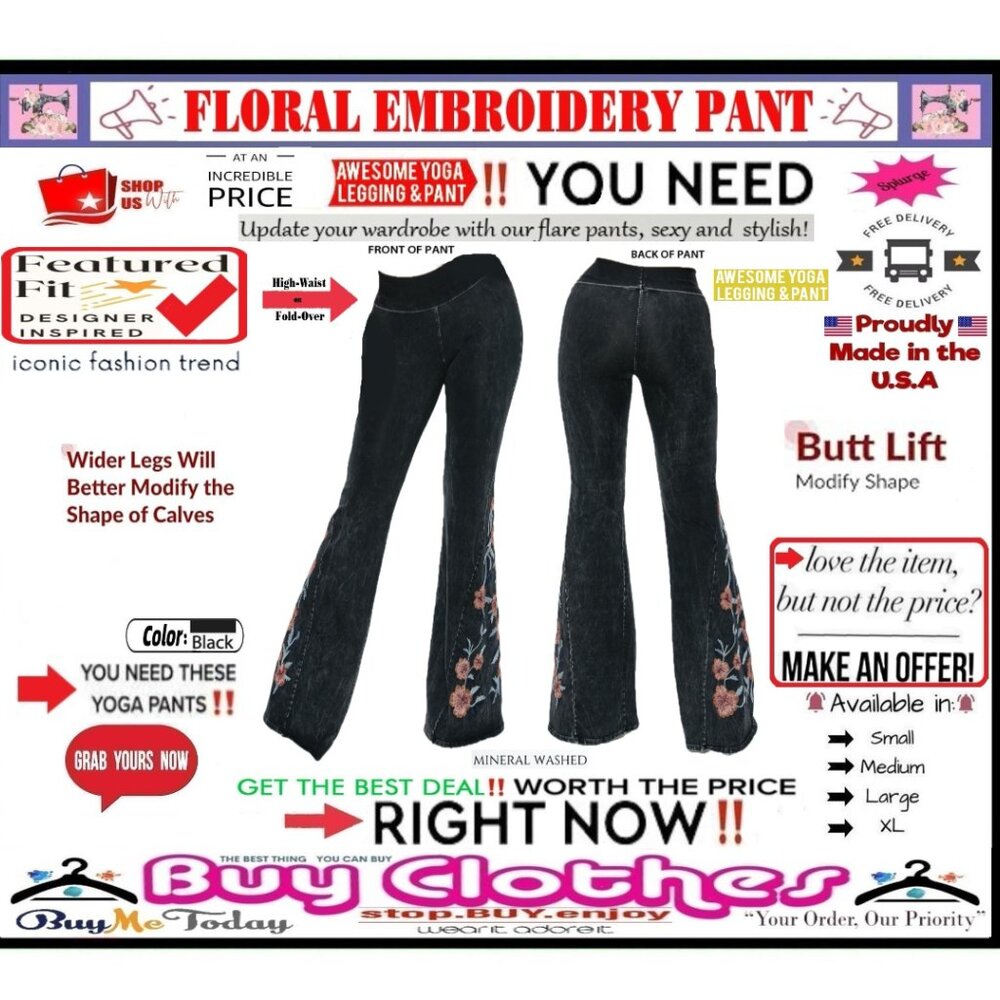 π BOTTOM Fold Embroidery π FLORAL β LEGGING PANT Waist FLARE Wash πΈ BUY NOWβ - Picture 9 of 16